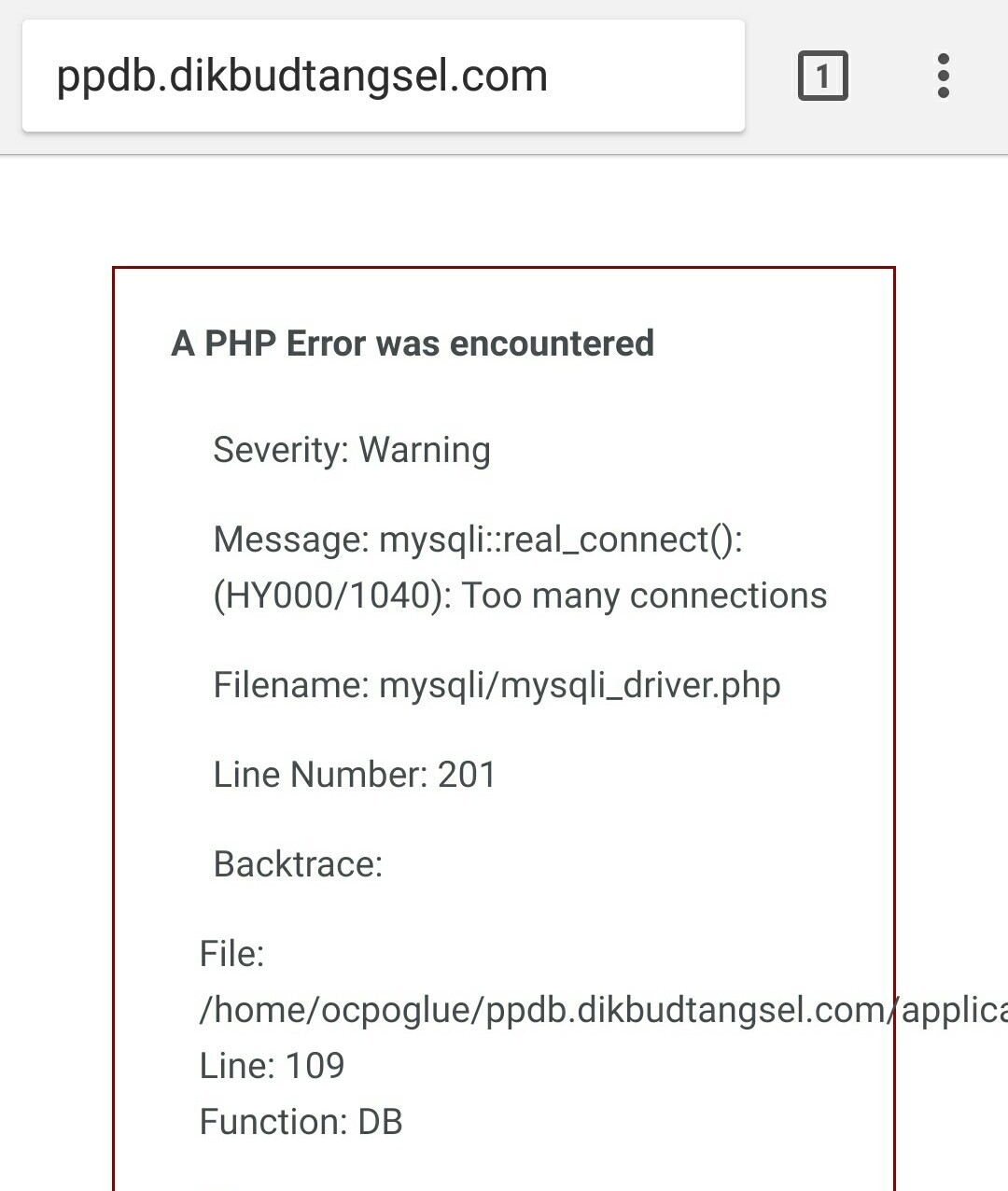 Situs ppdb.dikbudtangsel.com error