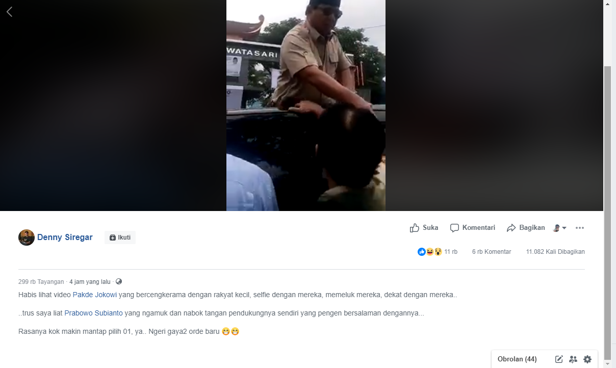 [SALAH] Video Prabowo Subianto ngamuk dan nabok tangan pendukungnya sendiri