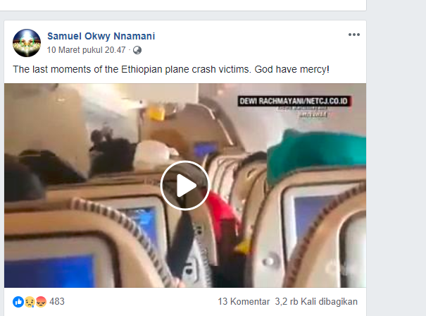 [SALAH] Saat-saat terakhir korban kecelakaan pesawat Ethiopian Airlines Boeing 737 Max-8