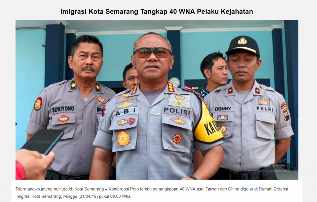 [BENAR] Imigrasi Kota Semarang Tangkap 40 WNA Pelaku Kejahatan