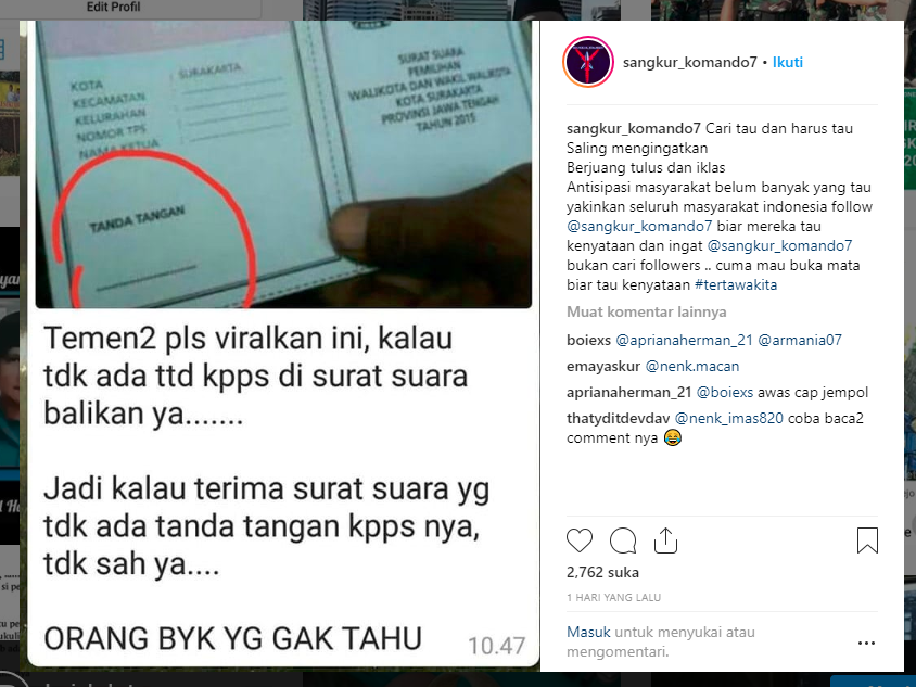 [BENAR] Surat suara yang sah harus ada tanda tangan KPPS