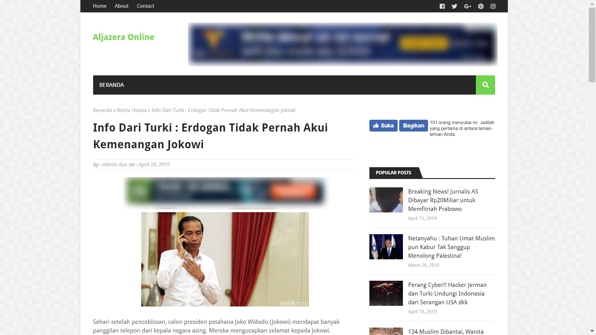 [SALAH] Erdogan Tidak Pernah Akui Kemenangan Jokowi