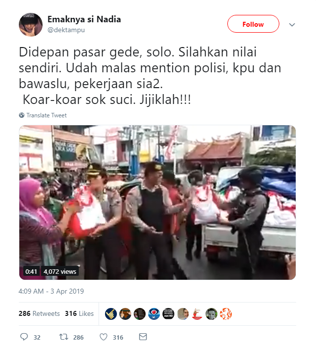 [SALAH] Video Polisi Bagi-Bagi Sembako Jelang Pilpres 2019