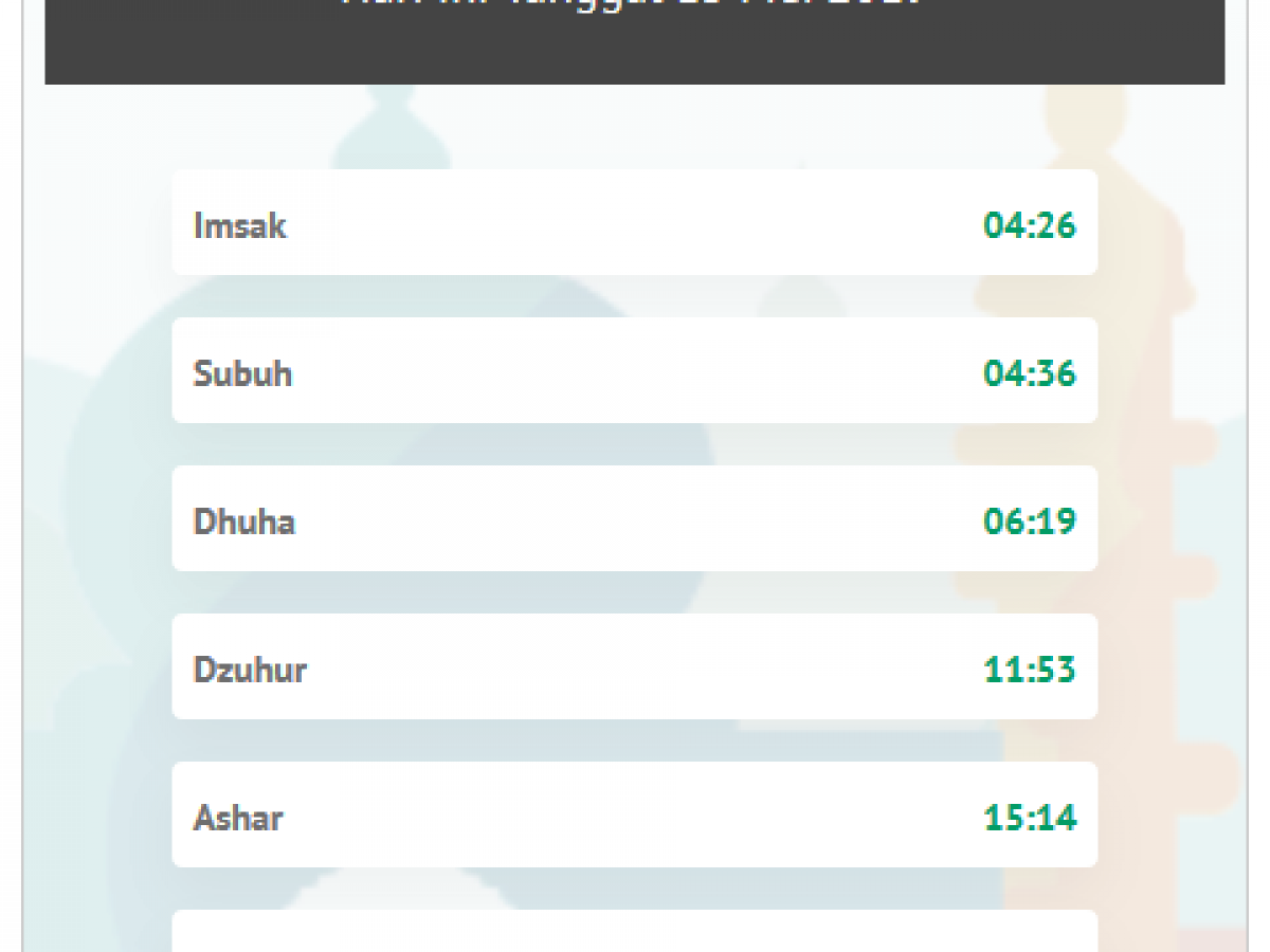 Jadwal Salat Tangsel Kabar Tangsel