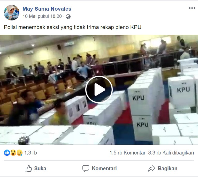 [SALAH] Video Polisi Tembak Saksi Saat Rekap Pleno KPU