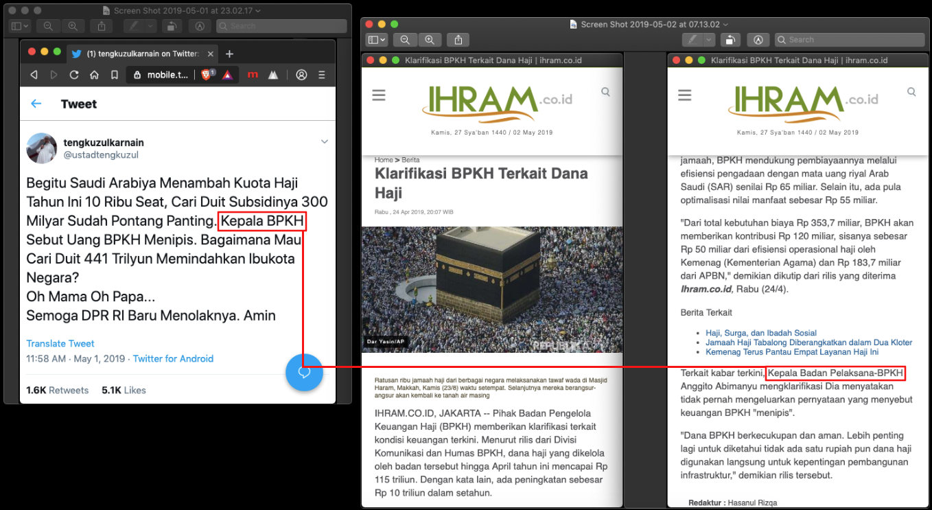 [SALAH] "Kepala BPKH Sebut Uang BPKH Menipis"