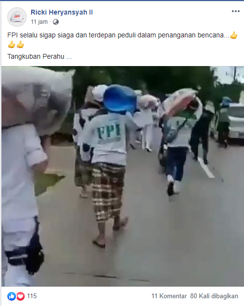 [SALAH] Foto ormas FPI membantu bencana erupsi Gunung Tangkuban Perahu
