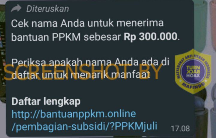 [SALAH] Link untuk pengecekan penerima bantuan PPKM Rp300.000