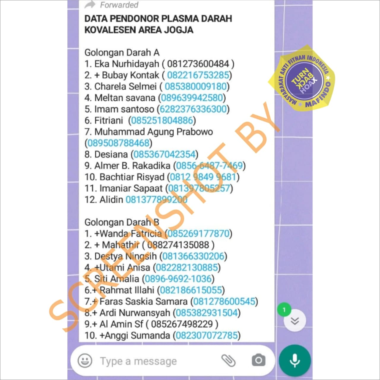 [SALAH] Data Pendonor Plasma Darah Konvalesen Area Jogja