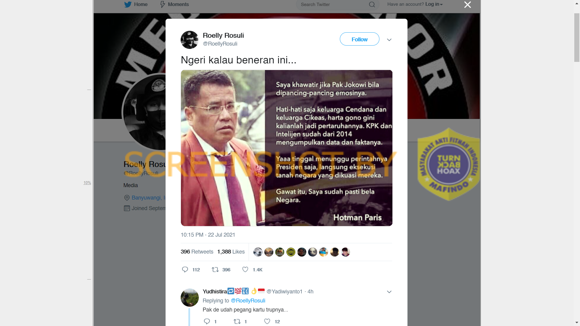 [SALAH] Foto Kutipan Hotman Paris Hutapea terkait Keluarga Cendana dan Keluarga Cikeas