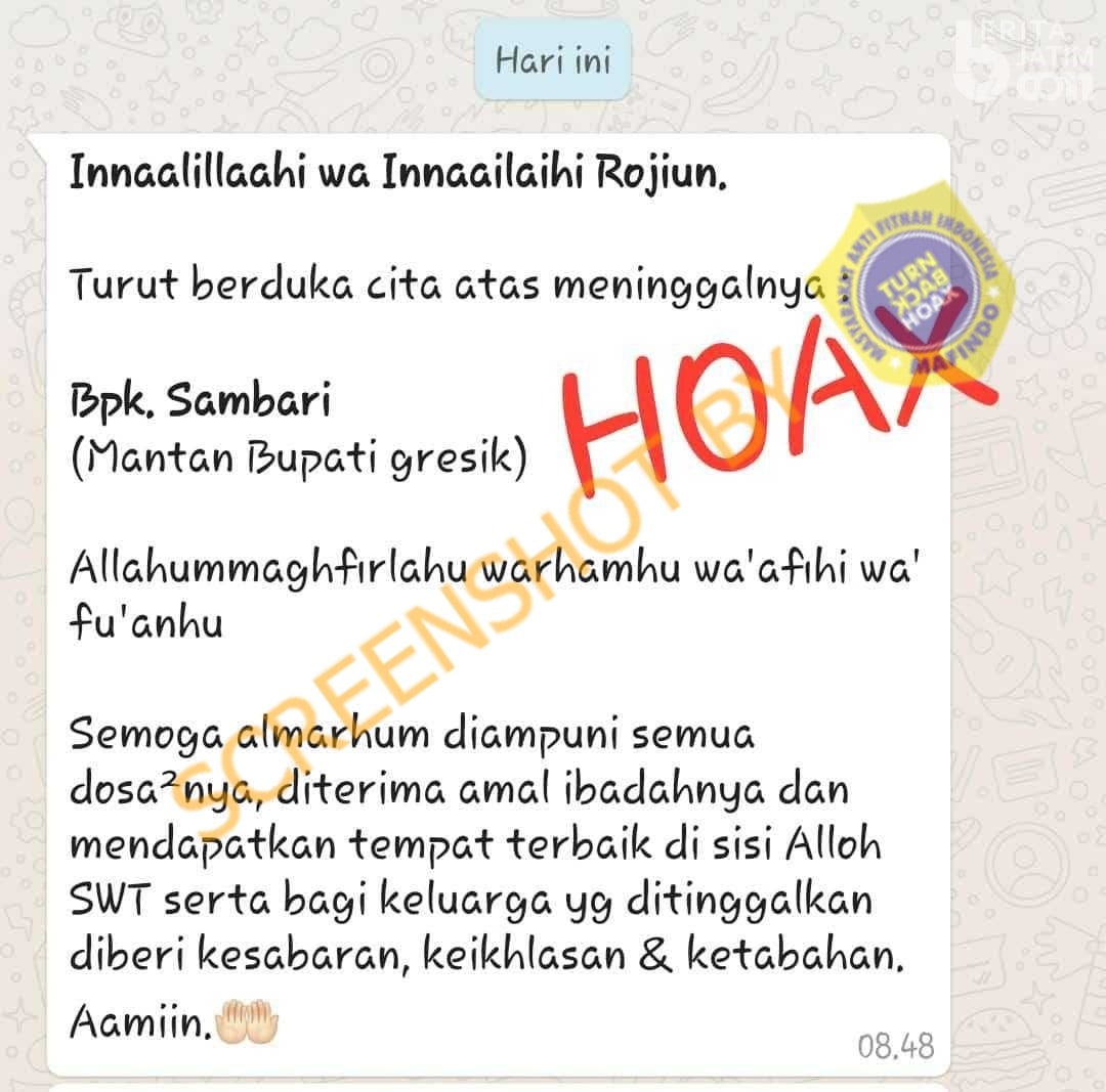 [SALAH] Mantan Bupati Gresik Meninggal Dunia