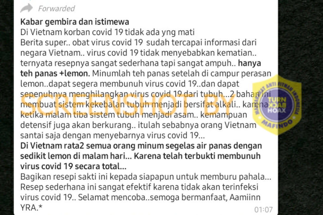 [SALAH] Campuran Air Panas dan Lemon, Rahasia Vietnam Tak Alami Kasus Kematian Akibat Covid-19