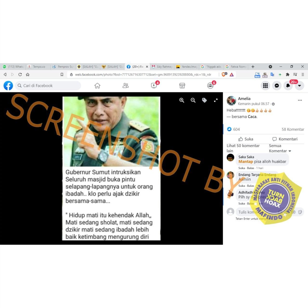 [SALAH] “Gubernur Sumut Instruksikan Seluruh Masjid Buka Pintu Untuk Orang Ibadah”