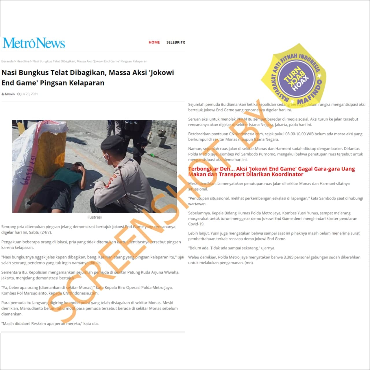 [SALAH] Nasi Bungkus Telat Dibagikan, Massa Aksi "Jokowi End Game" Pingsan Kelaparan