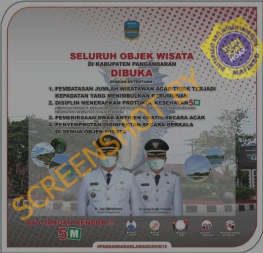 [SALAH] Seluruh Objek Wisata di Kabupaten Pangandaran Telah Dibuka Kembali