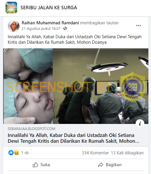 [SALAH] “Innalilahi Ya Allah, Kabar Duka dari Ustadzah Oki Setiana Dewi Tengah Kritis”