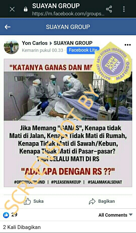 [SALAH] Virus Corona Katanya Ganas dan Mematikan, Tapi yang Mati Selalu di Rumah Sakit