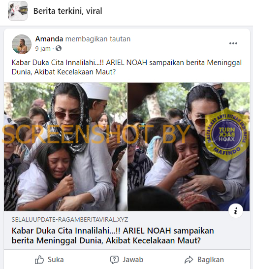 [SALAH] “Kabar Duka Cita Innalilahi...!! ARIEL NOAH sampaikan berita Meninggal Dunia, Akibat Kecelakaan Maut?”