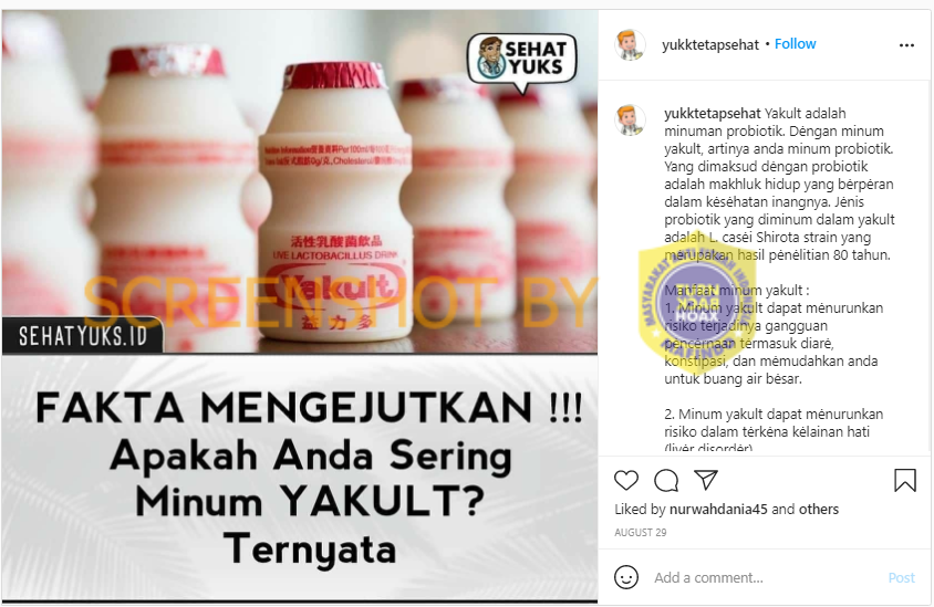 [SALAH] Yakult Dapat Mencegah Kanker Paru-paru