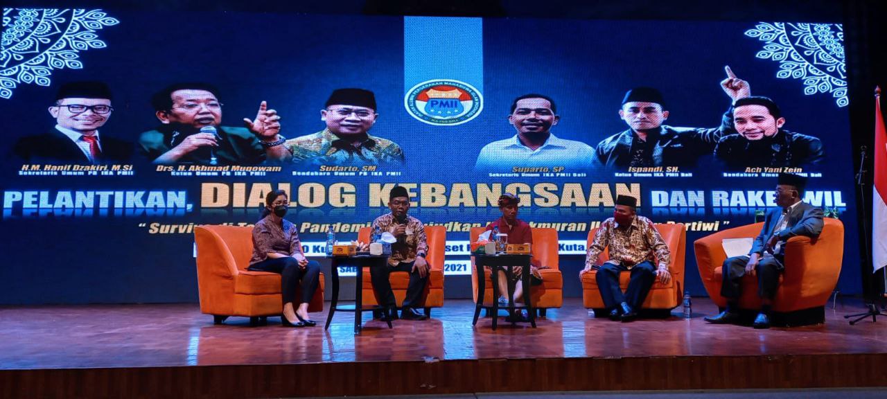 Dialog Kebangsaan dengan Tema "Bali Survive Bali Bangkit" yang diselenggarakan oleh PW IKA PMII Bali bekerja sama dengan PWNU Bali.