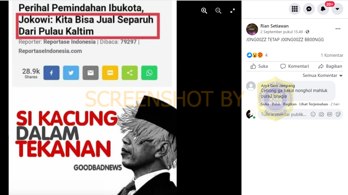 [SALAH] Perihal Pemindahan Ibukota, Jokowi: Kita Bisa Jual Separuh Dari Pulau Kaltim