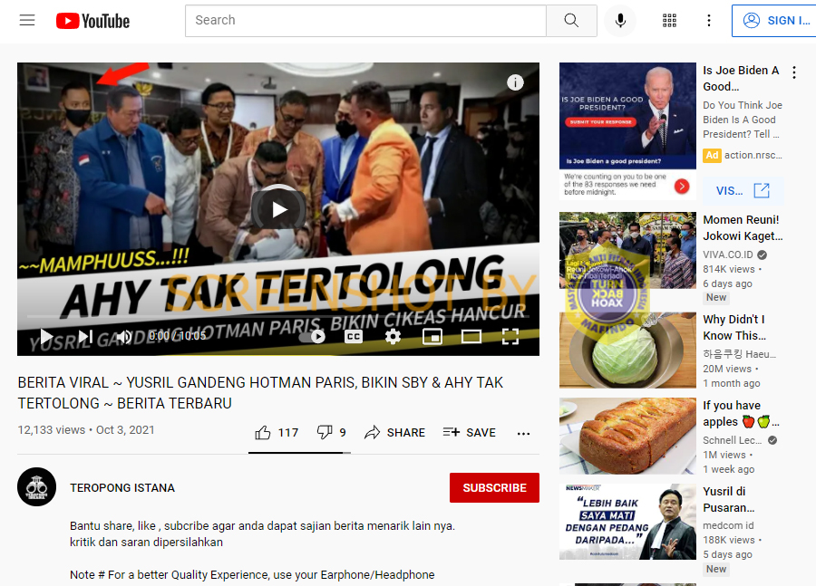 [SALAH] Video “BERITA VIRAL ~ YUSRIL GANDENG HOTMAN PARIS, BIKIN SBY & AHY TAK TERTOLONG ~ BERITA TERBARU”