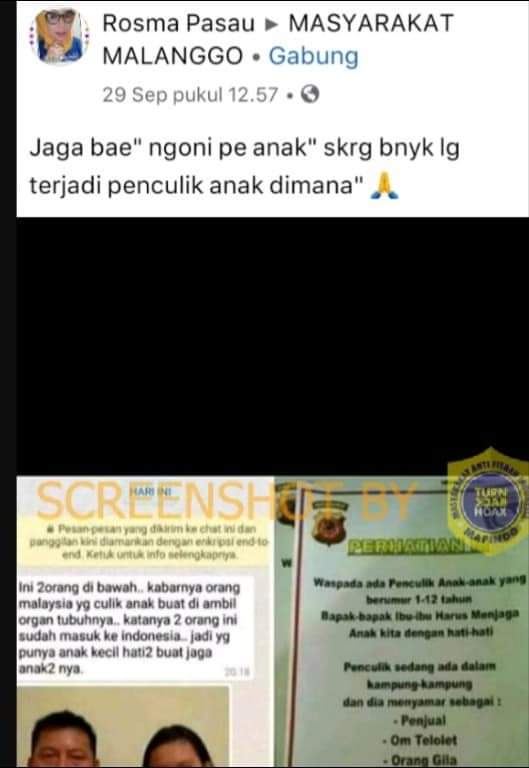[SALAH] Marak Penculikan Anak, Pelaku adalah Warga Negara Malaysia