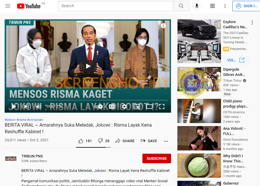 [SALAH] Video “BERITA VIRAL ~ Amarahnya Suka Meledak, Jokowi : Risma Layak Kena Reshuffle Kabinet !”