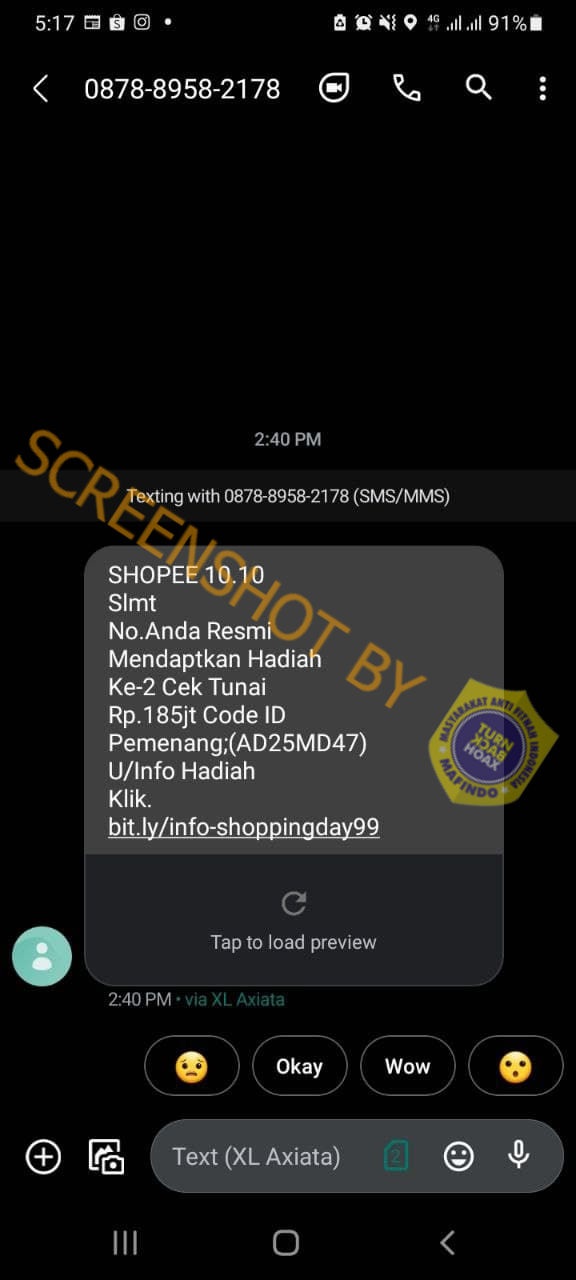 [SALAH] Hadiah Tunai Sebesar Rp185 Juta dari Shopee