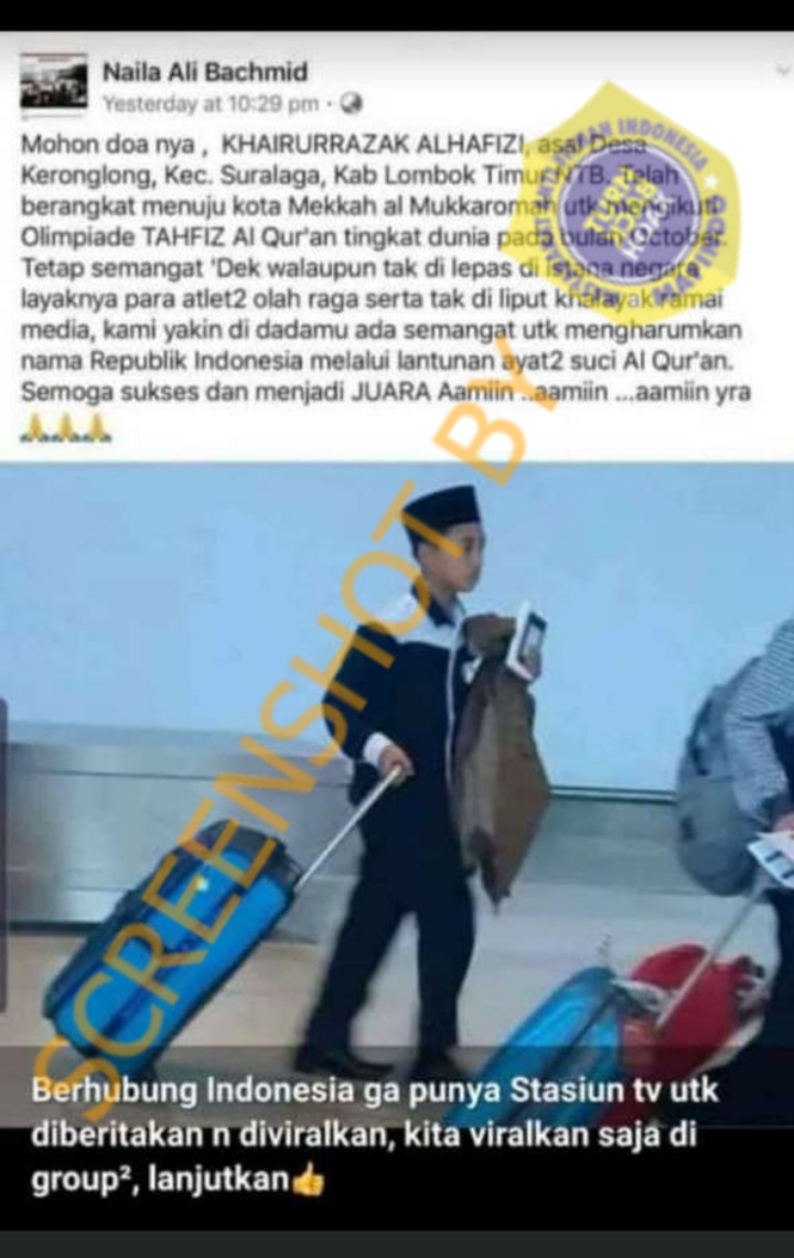 [SALAH] Peserta Tahfiz Al-Quran Tingkat Dunia Tak Diperhatikan Istana