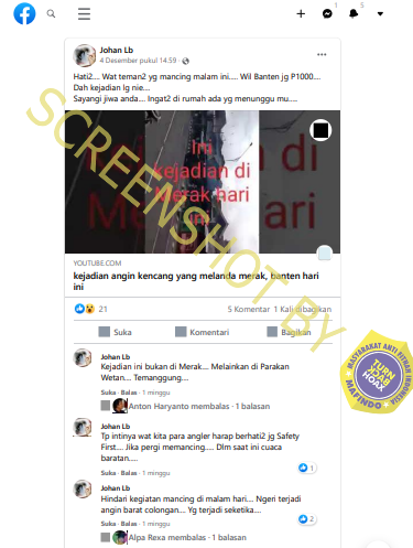 [SALAH] Video Kejadian Angin Kencang yang Melanda Merak, Banten