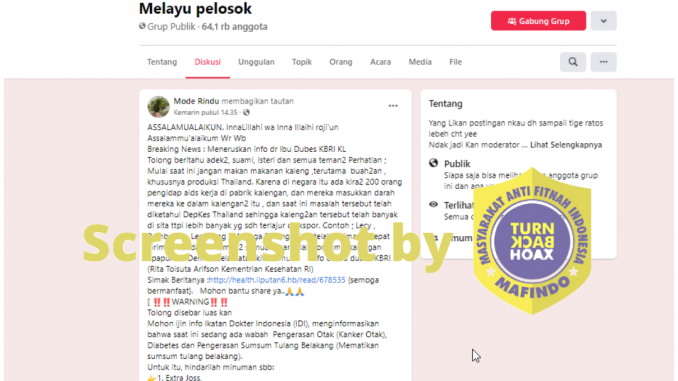 [SALAH] Makanan Kaleng Mengandung Virus HIV Aids – TurnBackHoax.ID