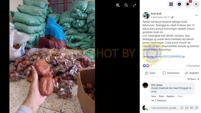 Mengonsumsi Buah Zuriat Dapat Meningkatkan Peluang Kehamilan – TurnBackHoax.ID