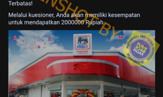 [SALAH] Hadiah 2 juta Perayaan Ulang Tahun Super Indo ke-25 – TurnBackHoax.ID