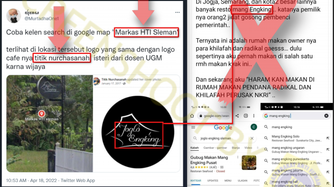 [SALAH] “resto mang Engking RUMAH MAKAN PENDANA RADIKAL DAN KHILAFAH PERUSAK NKRI” – TurnBackHoax.ID