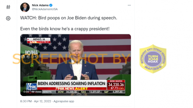 [SALAH] Video Joe Biden Kejatuhan Kotoran Burung saat Berpidato – TurnBackHoax.ID