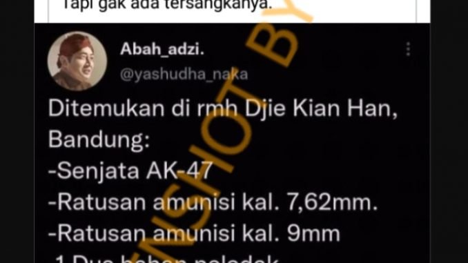 [SALAH] Pemilik Bahan Peledak dan Senjata Api di Bandung telah Ditemukan