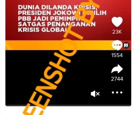 [SALAH] “DUNIA DILANDA KRISIS, PRESIDEN JOKOWI DIPILIH PBB JADI PEMIMPIN SATGAS PENANGANAN KRISIS GLOBAL!”