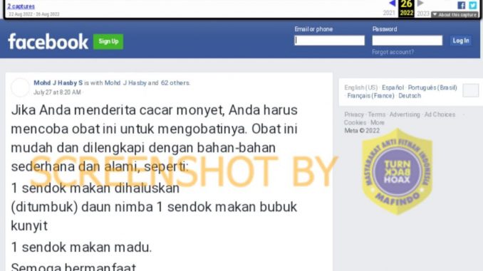 [SALAH] Kunyit dan Madu Bisa Jadi Obat Cacar Monyet