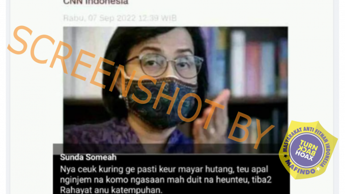 [SALAH] “Sri Mulyani: BBM Tidak Dinaikkan Negara Kesulitan Bayar Utang”