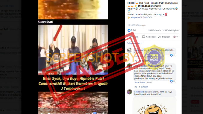 [SALAH] Video “Uya Kuya Hipnotis Putri Chandrawati Misteri kematian Brigadir J terbongkar”