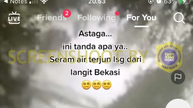 [SALAH] Video Fenomena Air Terjun dari Langit di Bekasi