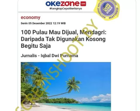 [SALAH]: 100 PULAU MAU DIJUAL