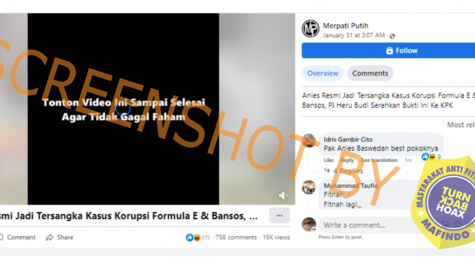 [SALAH] Anies Baswedan Tersangka Kasus Korupsi Formula E dan Bansos, Heru Budi Serahkan Bukti Akurat Korupsi ke KPK