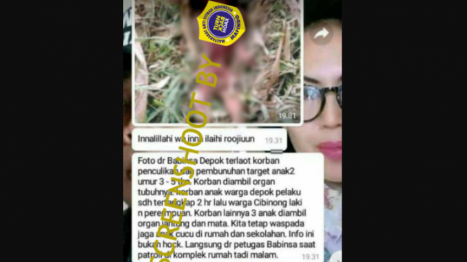 [SALAH] Foto Anak Korban Penculikan Yang Diambil Organ Tubuhnya di Depok