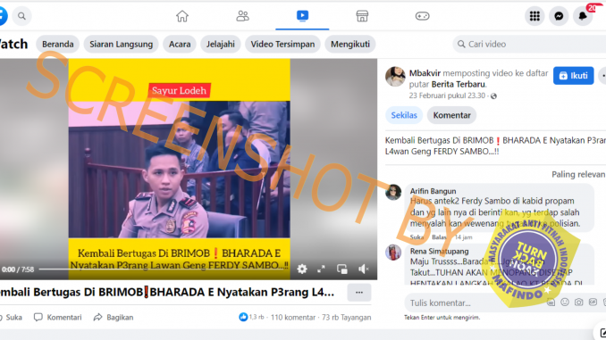 [SALAH] Kembali Bertugas di Brimob, Bharada E Nyatakan Perang Lawan Geng Ferdy Sambo