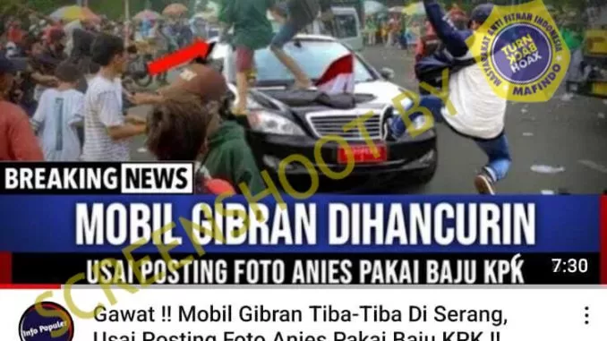 [SALAH] MOBIL GIBRAN DIHANCURKAN USAI POSTING FOTO ANIES PAKAI BAJU KPK