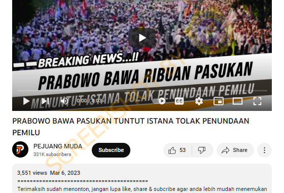 [SALAH] Prabowo Bawa Ribuan Pasukan Tuntut Istana Tolak Penundaan Pemilu