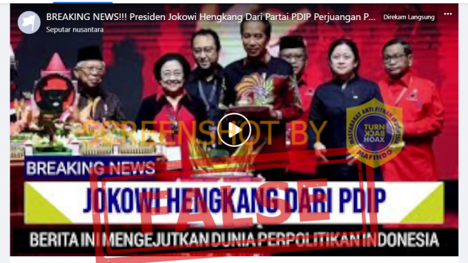 [SALAH] “Presiden Jokowi Hengkang Dari Partai PDIP Perjuangan Pada Malam Ini (10 April 2023)”