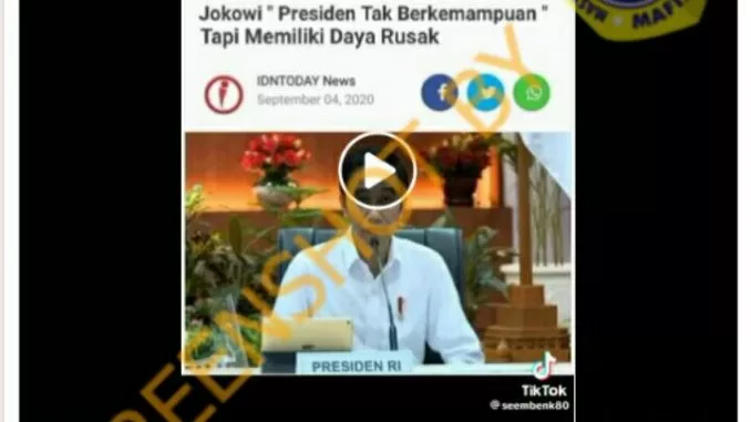 [SALAH] Peneliti Australia Sebut : Jokowi Presiden Tak Berkemampuan Tapi Memiliki Daya Rusak